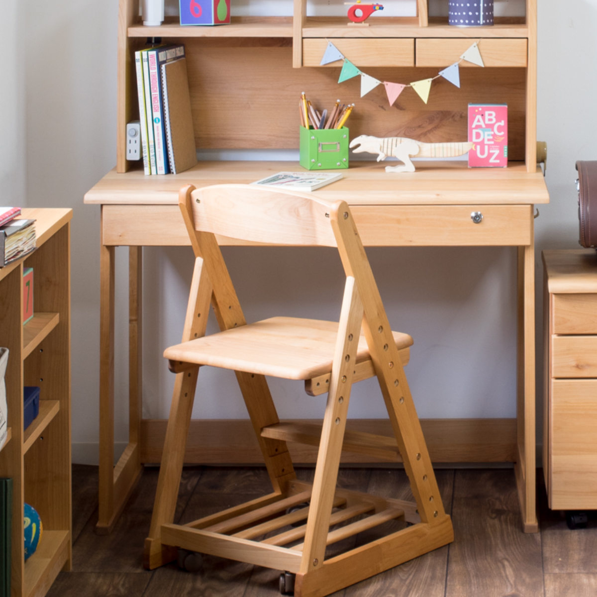 学習机 シンプル 幅100cm 奥行55cm 引出し付 フォレスト ( デスク 学習デスク 机 勉強机 木製 天然木 引き出し A3 A4 リビング学習 パソコンデスク ワークデスク リビングデスク 書斎 木製デスク シンプルデスク PCデスク )