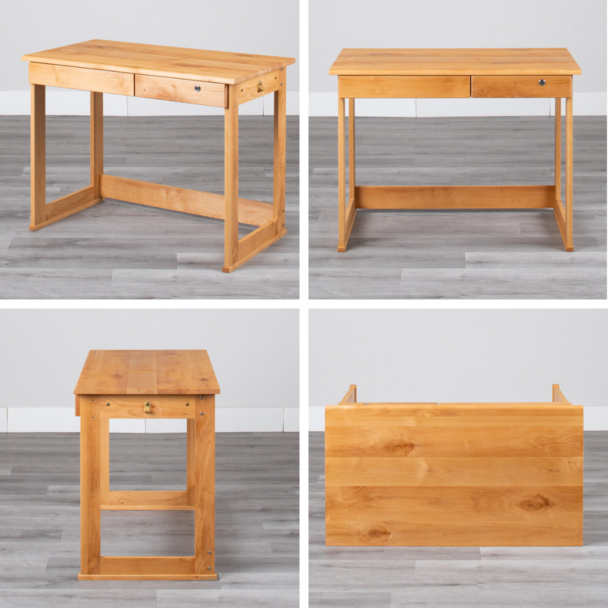 学習机 シンプル 幅100cm 奥行55cm 引出し付 フォレスト ( デスク 学習デスク 机 勉強机 木製 天然木 引き出し A3 A4 リビング学習 パソコンデスク ワークデスク リビングデスク 書斎 木製デスク シンプルデスク PCデスク )