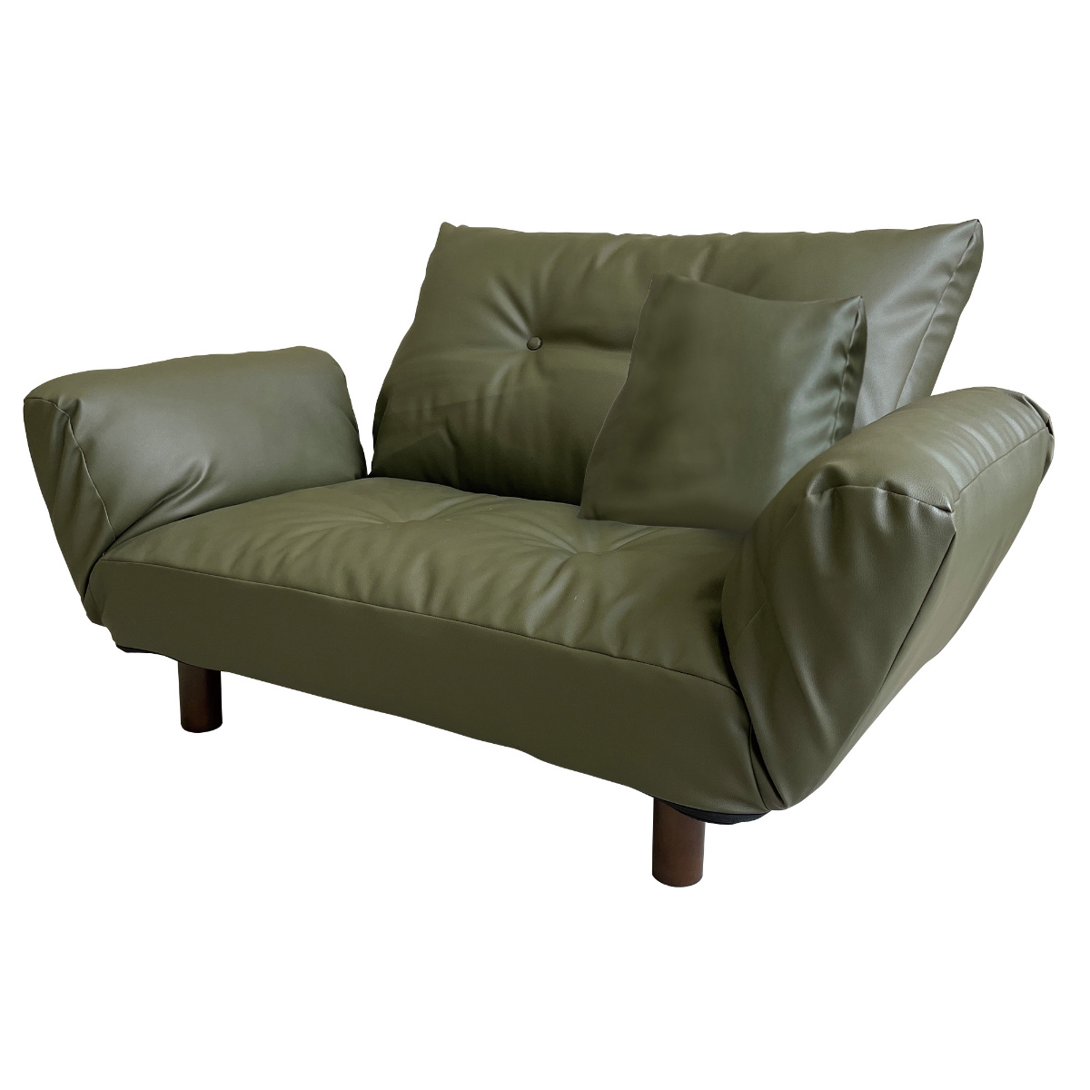 ソファ 2人掛け 幅120cm ファブリック生地 PVC生地 ハーモニー ( ソファー リビングソファ アームソファ 背もたれ 肘掛け リクライニング 脚 取り外し ローソファ クッション付き コンパクト ポケットコイル おしゃれ レザー調 ) 【ブラウン】 ブラウン