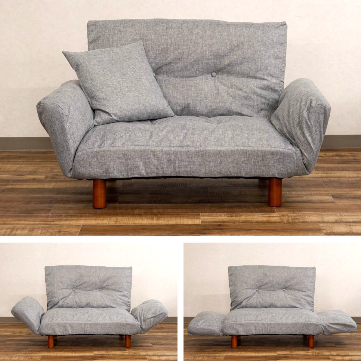 ソファ 2人掛け 幅120cm ファブリック生地 PVC生地 ハーモニー ( ソファー リビングソファ アームソファ 背もたれ 肘掛け リクライニング 脚 取り外し ローソファ クッション付き コンパクト ポケットコイル おしゃれ レザー調 ) 【ブラウン】 ブラウン