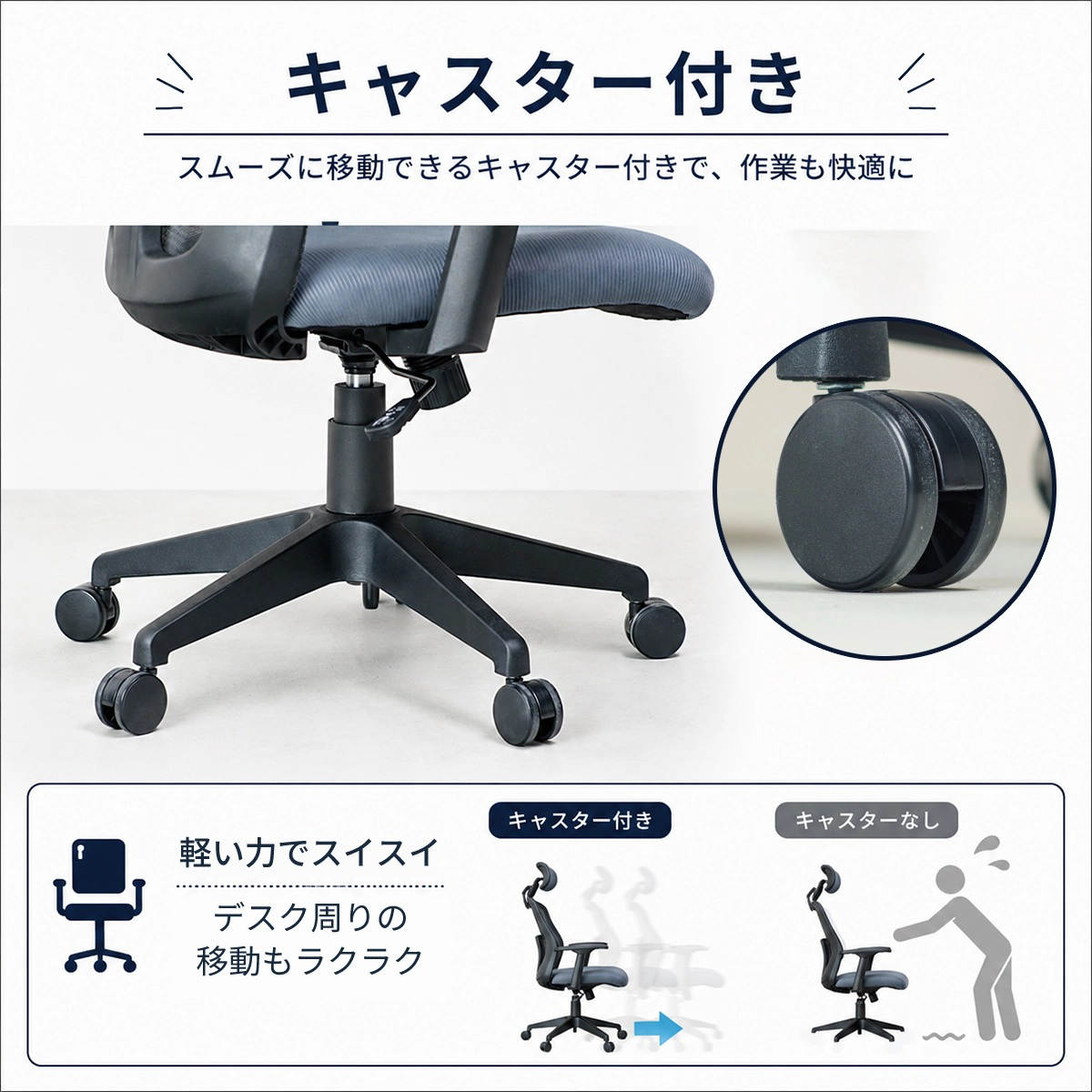 オフィスチェア 座面高48~56cm ヘッドレスト付き メッシュ フォーカス ( 高さ調節 キャスター付 回転 椅子 イス いす チェア ワークチェア デスクチェア 3Dアーム ロッキング機能 ランバーサポート ) 【ブラック】 ブラック