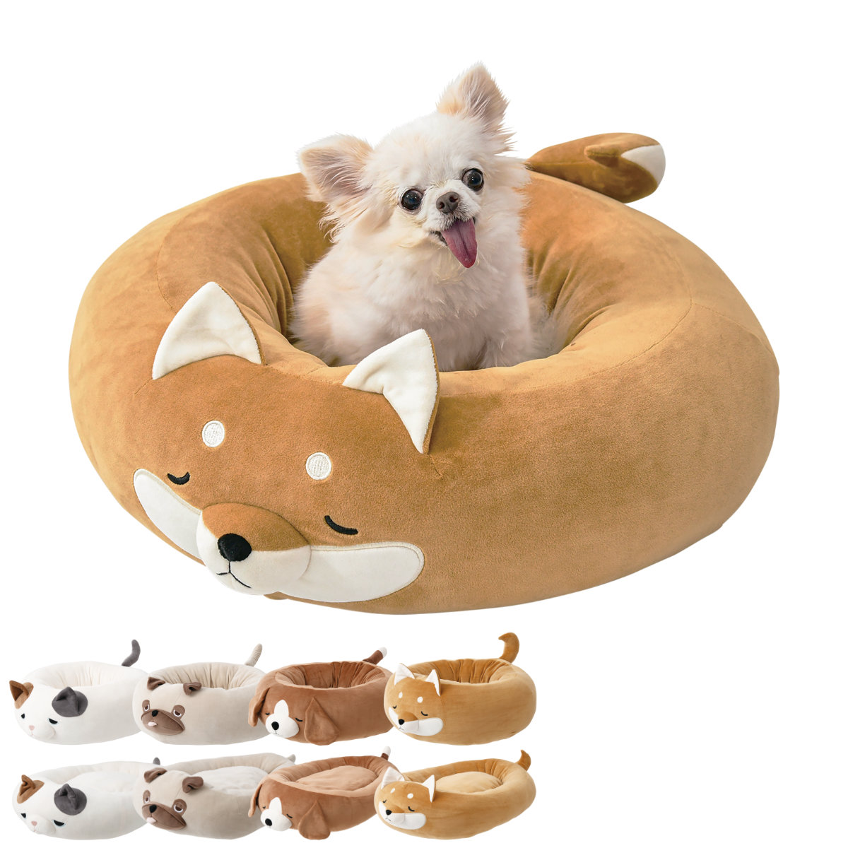 ペットベッド マシュマロベッド ペット 犬 猫 ( ベッド ペット用 ラウンド ダイカット 犬用 猫用 かわいい 室内 ペット用品 洗える すべり止め オールシーズン ペットソファ ペットクッション ) 【ビッキー ダイカット】