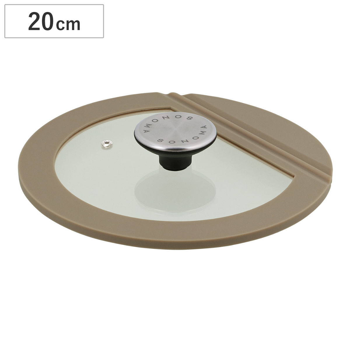 フライパン 蓋 20cm用 ガラス蓋 SONOMA 鍋蓋 （ ふた 鍋ふた 専用ガラス蓋 窓付き フタ 鍋用 ガラスふた 蒸気穴付き 調理器具 グレージュ 20センチ ソノマ 中身が見える 料理ブタ おしゃれ キッチンツール ガラス 調理蓋 ）