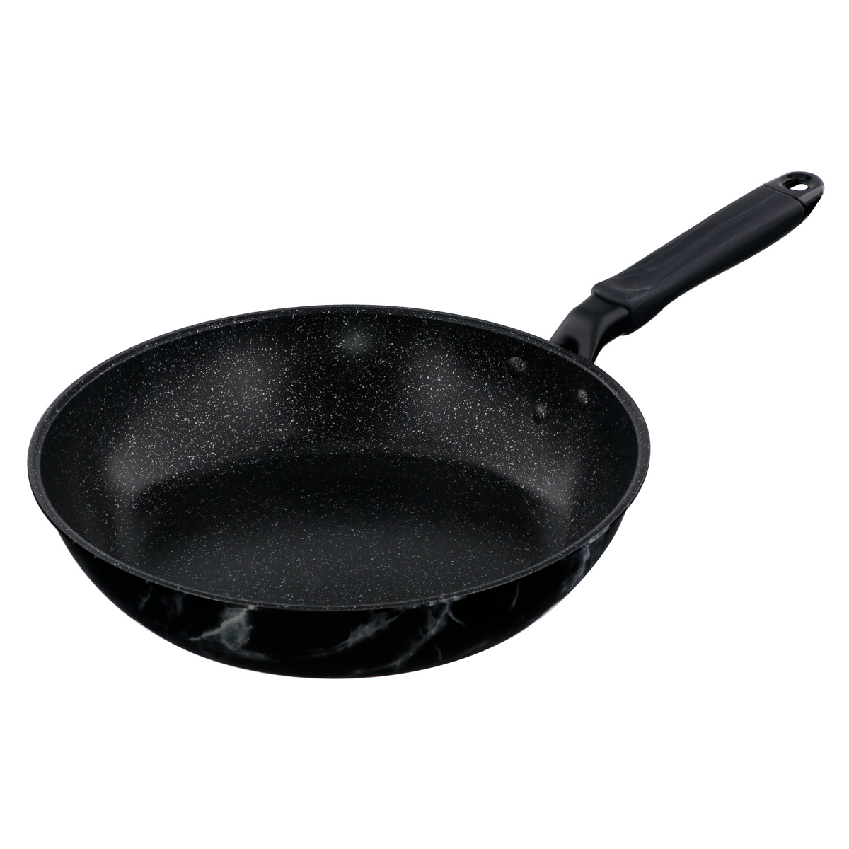 フライパン 28cm IH対応 ふっ素樹脂加工 MARBLE KITCHEN ( ガス火対応 オール熱源対応 炒め鍋 いため鍋 ふっ素加工 軽い 28センチ フッ素コーティング アルミ製 軽量 大理石柄 おしゃれ ) 【ホワイト】 ホワイト