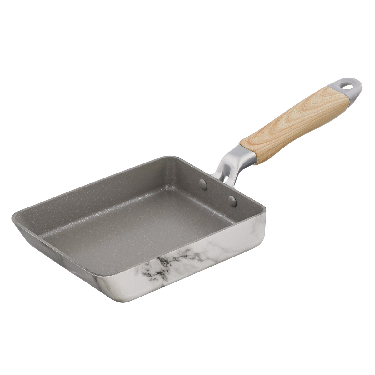 卵焼き器 13×18cm IH対応 ふっ素樹脂加工 MARBLE KITCHEN エッグパン ( ガス火対応 オール熱源対応 ふっ素加工 軽い 玉子焼き器 朝食 弁当 弁当作り アルミ製 フッ素コーティング 軽量 大理石柄 おしゃれ ) 【ブラック】 ブラック