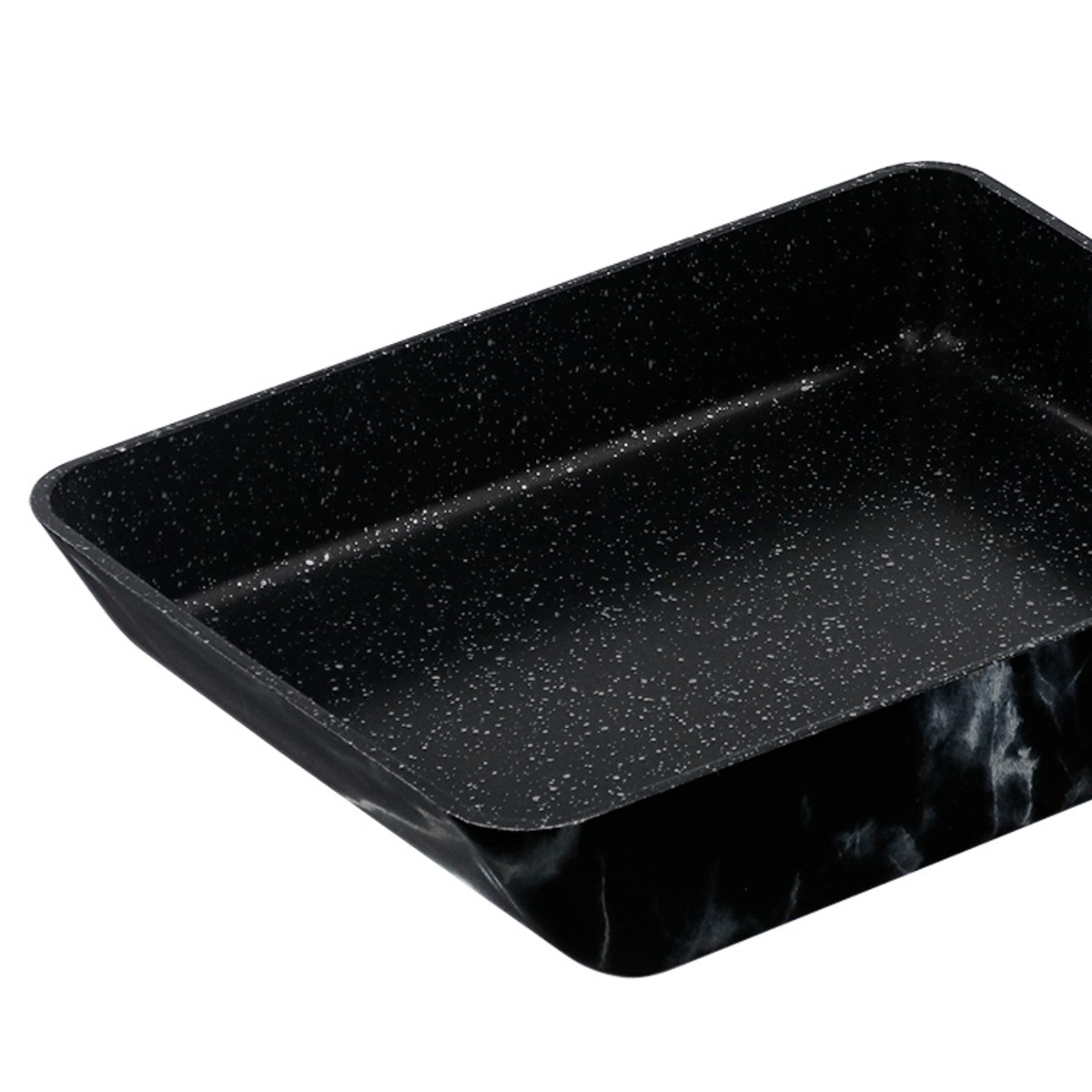 卵焼き器 13×18cm IH対応 ふっ素樹脂加工 MARBLE KITCHEN エッグパン ( ガス火対応 オール熱源対応 ふっ素加工 軽い 玉子焼き器 朝食 弁当 弁当作り アルミ製 フッ素コーティング 軽量 大理石柄 おしゃれ ) 【ブラック】 ブラック