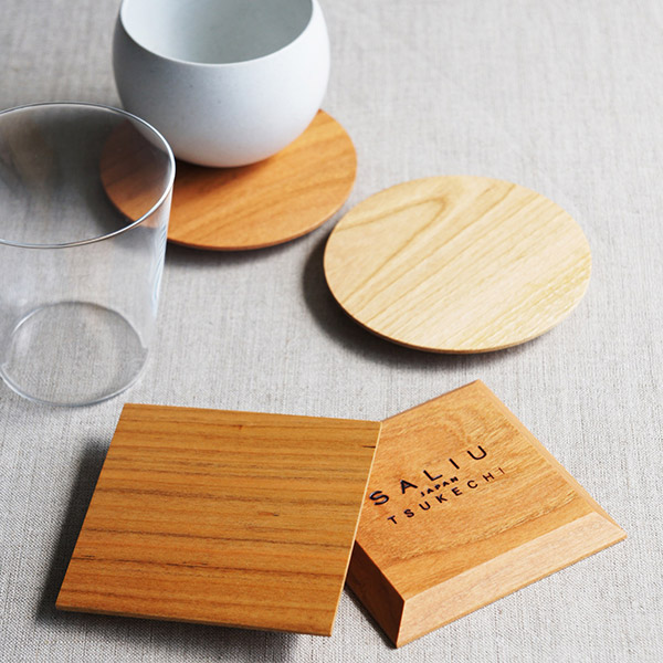 茶托 山桜 コースター 食器 天然木 日本製 4枚セット ( 木製茶托 湯呑受け 小皿 豆皿 木製 茶器 コップ敷き 丸皿 10cm 角皿 9cm おしゃれ 和モダン ) 【角】 角