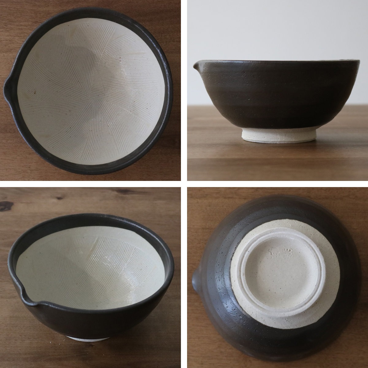 すり鉢 SALIU 片口すり鉢 直径19cm ( 日本製 陶器 美濃焼 すりばち ボウル 鉢 おしゃれ かわいい シンプル とろろ 離乳食 すりごま すり胡麻 ごま 調理 片口 ) 【黒】 黒