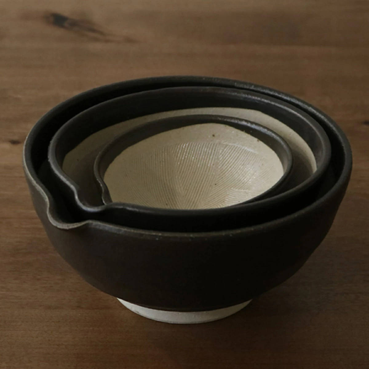 すり鉢 SALIU 片口すり鉢 直径19cm ( 日本製 陶器 美濃焼 すりばち ボウル 鉢 おしゃれ かわいい シンプル とろろ 離乳食 すりごま すり胡麻 ごま 調理 片口 ) 【黒】 黒