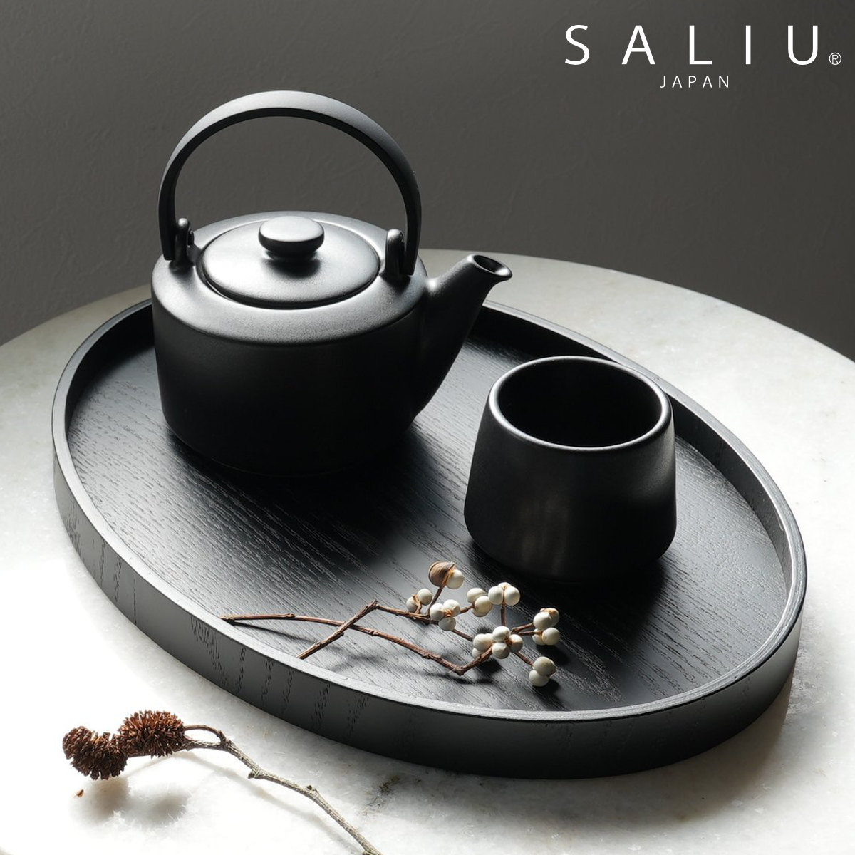 キッチントレー SALIU オーバルトレイ （ トレイ トレー お盆 おぼん オーバル 楕円 木製 天然木 日本製 和モダン 和風 カフェ風 シンプル おしゃれ ）