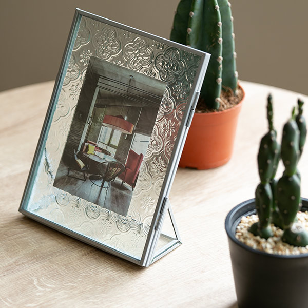 ヴィンテージ 硝子のフォトフレーム63センチ 小道具 フォトフレーム