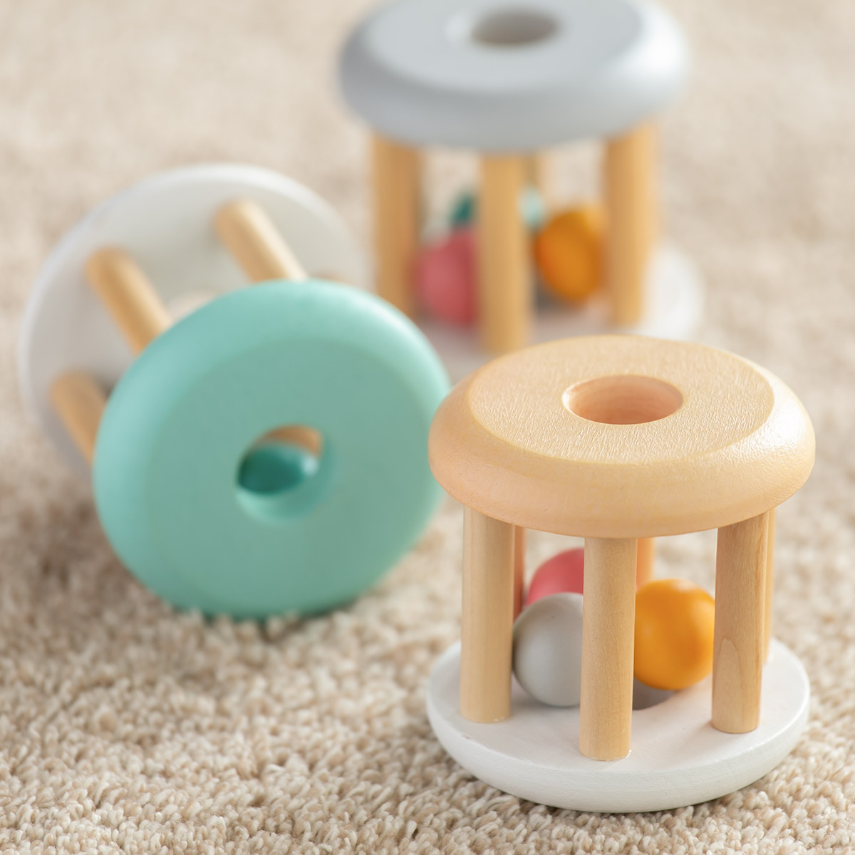 おもちゃ ベビー RATTLE BALL BLUE 木製 北欧 出産祝い （ 木製おもちゃ 木製玩具 木のおもちゃ 玩具 オモチャ 知育玩具 赤ちゃん ラトル
