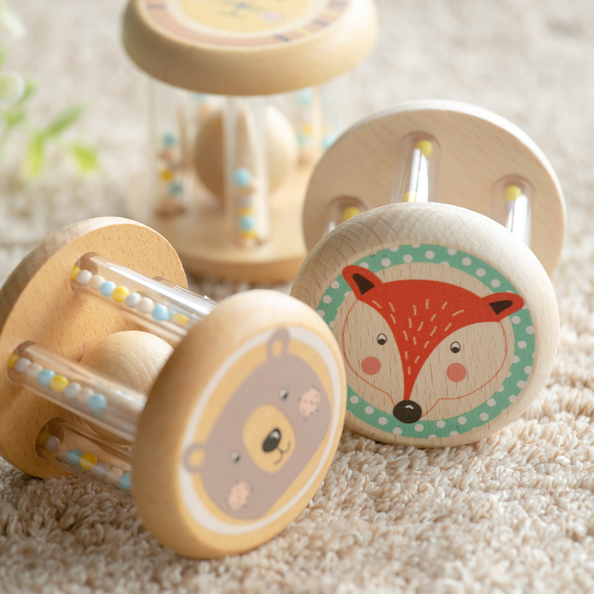 おもちゃ ベビー RATTLE ANIMAL BEAR 木製 北欧 出産祝い （ 木製おもちゃ 木製玩具 木のおもちゃ 玩具 オモチャ 知育玩具 赤ちゃん ラト