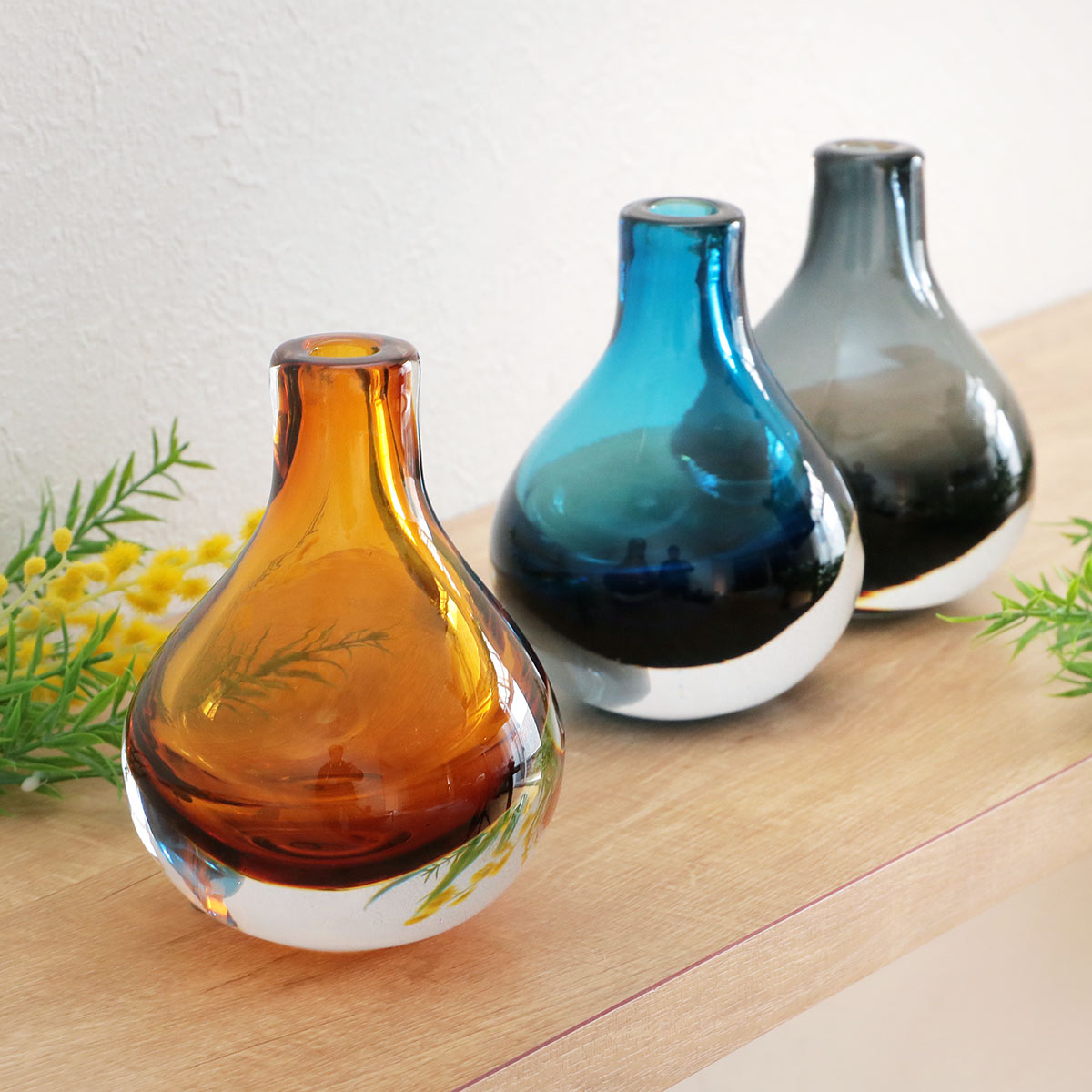 Glass Art】ガラス 花瓶 フラワーベース アンバー色 作家もの-