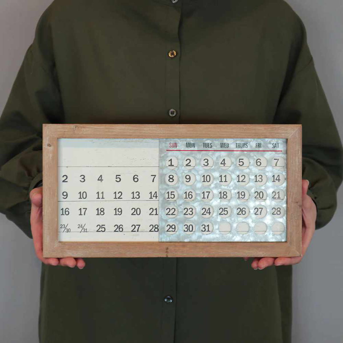 万年カレンダー WOODEN PERPETUAL CALENDAR MINI 掛け置き両用 35cm×18cm
