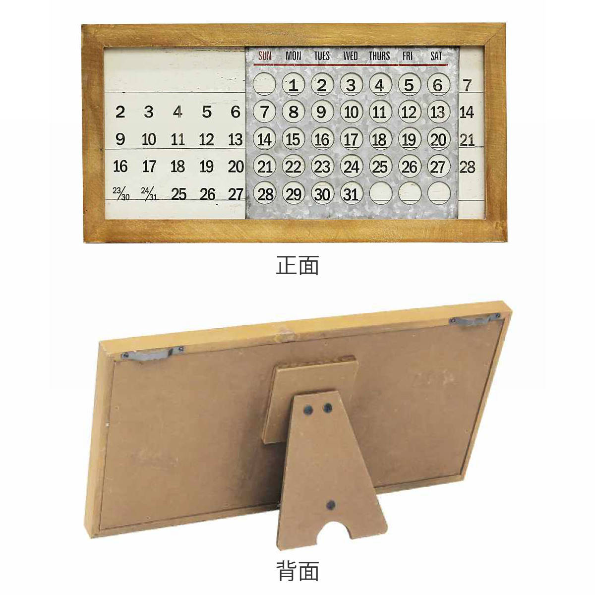 万年カレンダー WOODEN PERPETUAL CALENDAR MINI 掛け置き両用 35cm×18cm