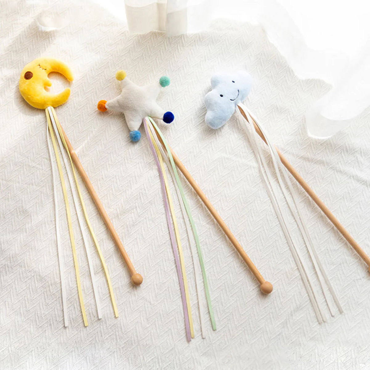 猫じゃらし Starry Sky Cat Playing Rod ZEZE おもちゃ ( ねこじゃらし 猫用おもちゃ 猫 猫用 ペット用 ペットおもちゃ マタタビ 頑丈 遊び 運動不足 ペットトイ 運動 室内遊び ストレス発散 ペット用品 かわいい ) 【MOON】 MOON