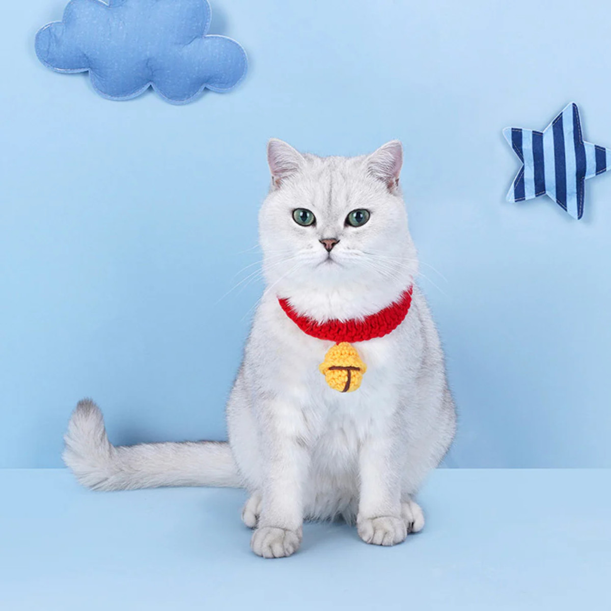 首輪 猫 Tink Scarf （ 猫用首輪 猫用 ネコ かわいい お洒落 サイズ調整可能 綿 洗える 猫首輪 猫の首輪 柔らかい コットン 編み物 ペット用品 ）