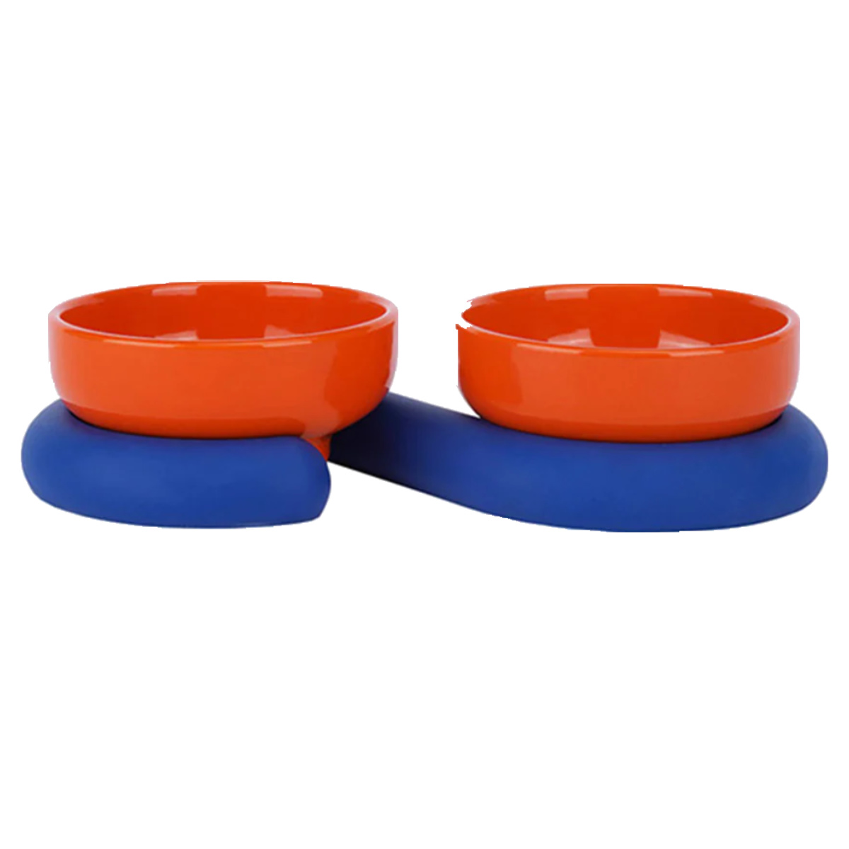 フードボウル Double Bowl Base ZEZE 高さがある ( ペットボウル ダブル 猫 ペット用 餌皿 エサ皿 食べやすい ペット用食器 えさ入れ 猫用 滑り止め付き ペット用品 ) 【ホワイトオレンジ】 ホワイトオレンジ