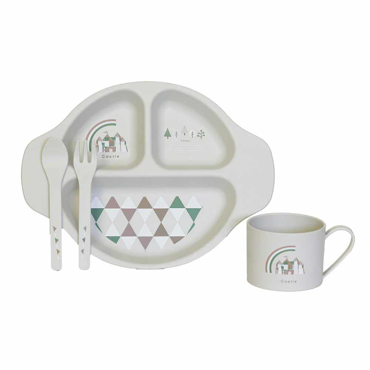 子ども向け 食器セット 安心 100%トウモロコシ由来 エコフレンドリー ( ギフトセット 子供用食器 プラスチック ランチプレート スプーン フォーク コップ 食洗機対応 キッズ 子ども ベビー食器 おしゃれ プレゼント 出産祝い )