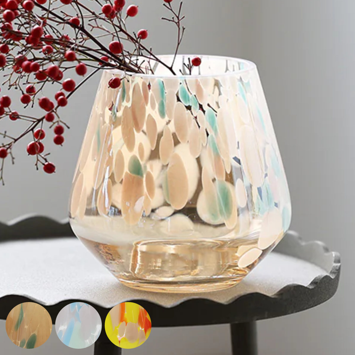 花瓶 パレットベース コンベックス ( 花ビン 花びん 花器 フラワーベース フラワー 花 飾る 花入れ ガラス ガラス製 クリア 透明 おしゃれ 一輪挿し ) 【イエロー】