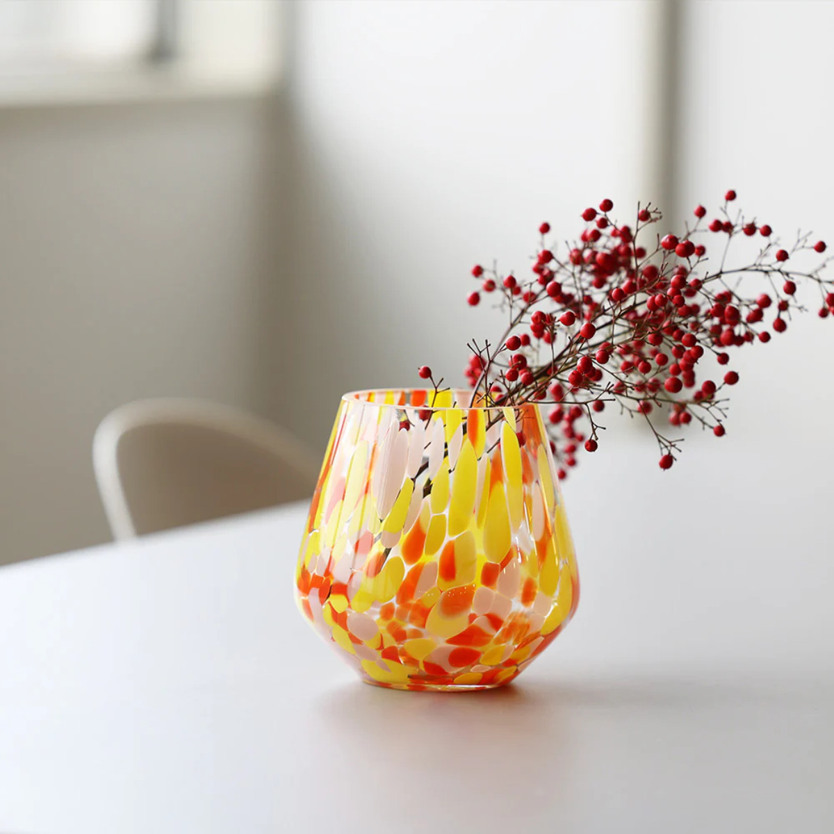 花瓶 パレットベース コンベックス ( 花ビン 花びん 花器 フラワーベース フラワー 花 飾る 花入れ ガラス ガラス製 クリア 透明 おしゃれ 一輪挿し ) 【イエロー】 イエロー