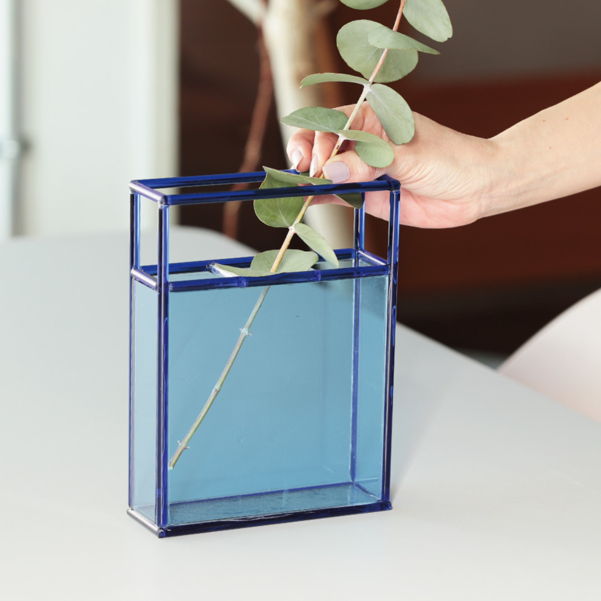 花瓶 マーハ ベース ブルー ( 花ビン 花びん 花器 フラワーベース フラワー 花 飾る 花入れ ガラス ガラス製 クリア 透明 おしゃれ 水耕栽培 一輪挿し )