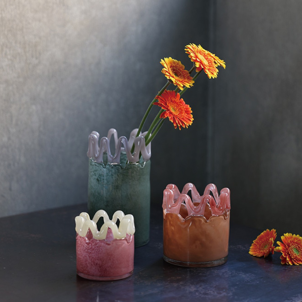 花瓶 ハンナ スモール ( 花ビン 花びん 花器 ベース ガラスベース フラワー 花 飾る 花入れ ガラス ガラス製 オブジェ キャンドルホルダー キャンドル 小物入れ S ) 【アロイオレンジ】 アロイオレンジ