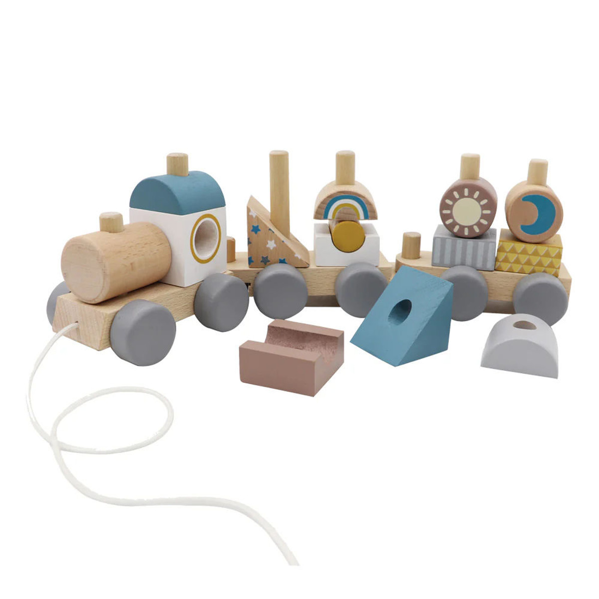 木製 おもちゃ 積み木 ベビー BRICK TRAIN 知育玩具 列車 電車 Adnil