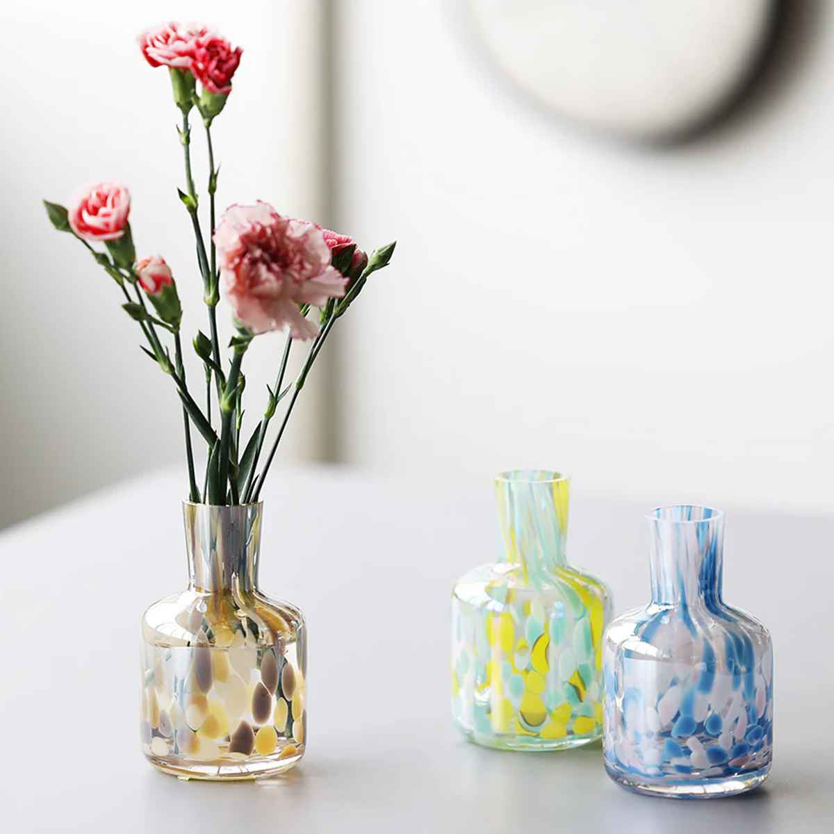 花瓶 PALETTE VASE パレットベース シングル ( 花ビン 花びん 花器 フラワーベース フラワー 花 飾る 花入れ ガラス ガラス製 色ガラス おしゃれ 一輪挿し ) 【ブルー×ピンク】