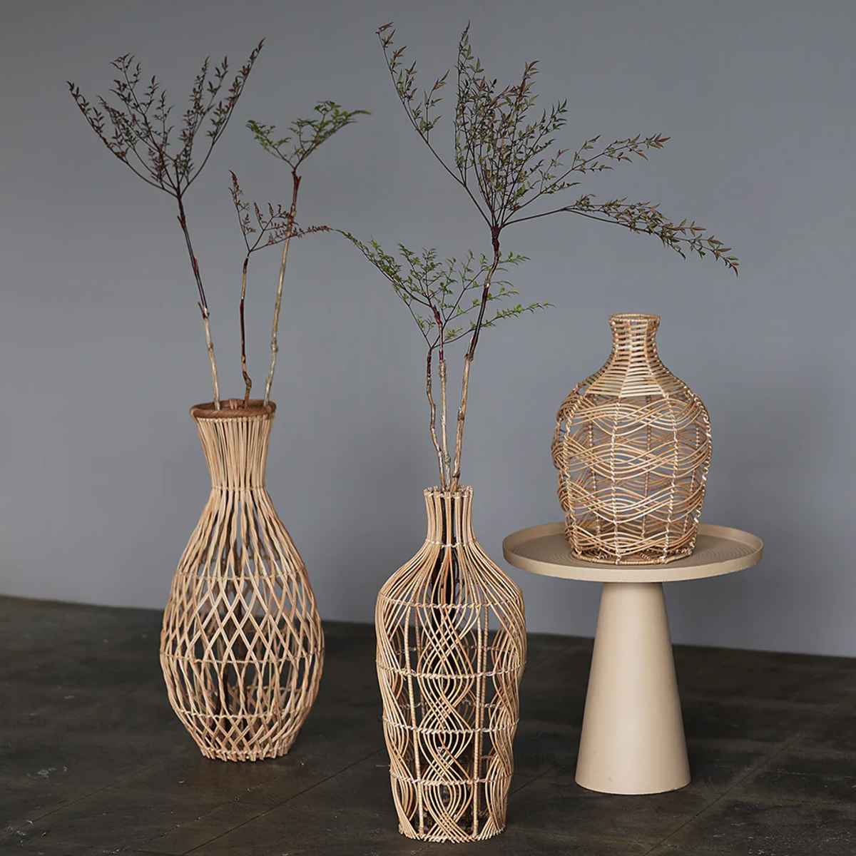 花瓶 sadio Flow サディオ ラタン ( 花ビン 花びん 花器 フラワーベース フラワー 花 飾る 花入れ ラタン ラタン製 籐 おしゃれ 一輪挿し ランプシェード )