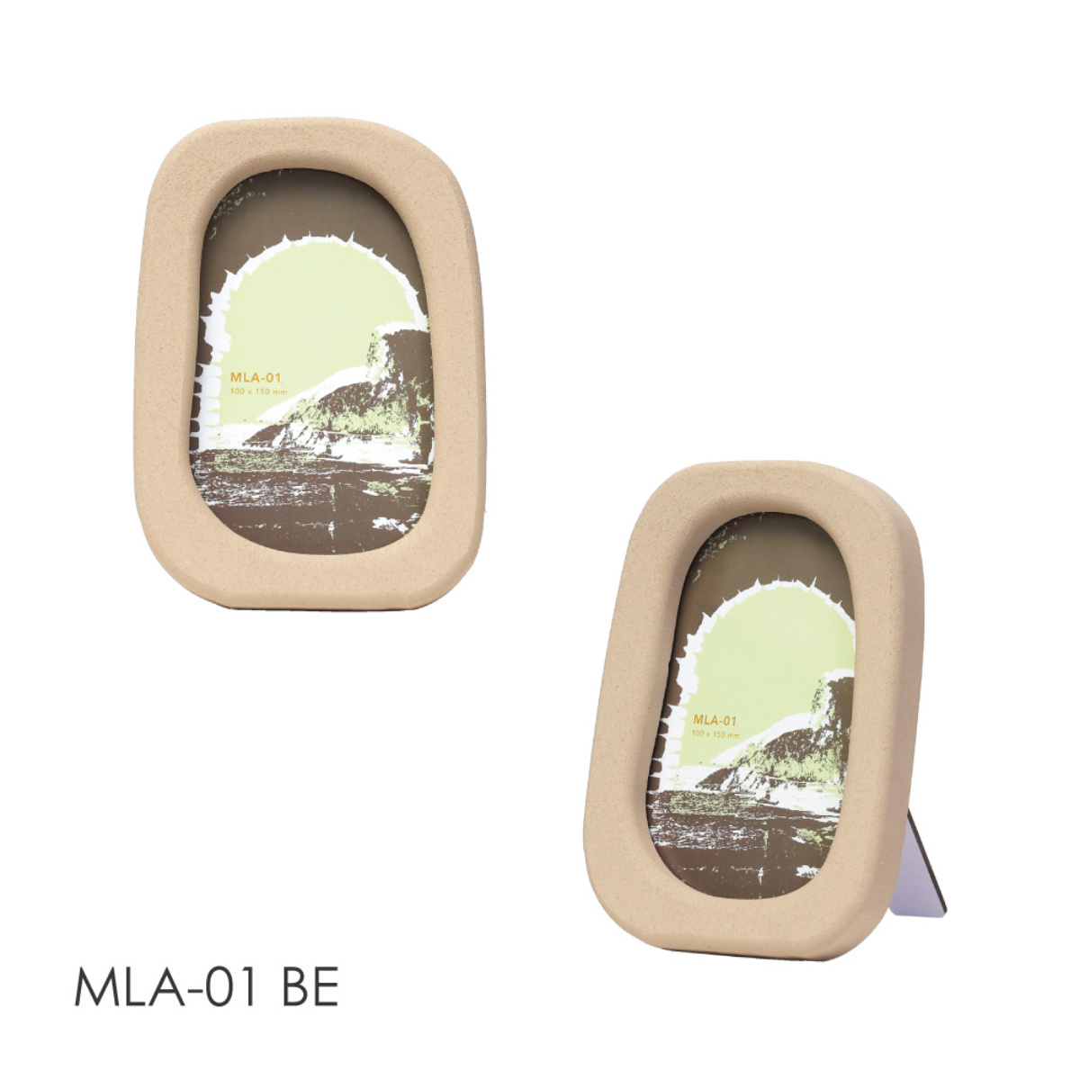 フォトフレーム MLA-01 ( 写真立て フォトスタンド 写真 フレーム ゆがみ 曲線 インテリア おしゃれ カフェ かわいい 壁掛け 置き型 柔らかい 雑貨 飾る 玄関 作品 額縁 イラスト ニッチ トイレ 縦 韓国インテリア ) 【ベージュ】 ベージュ