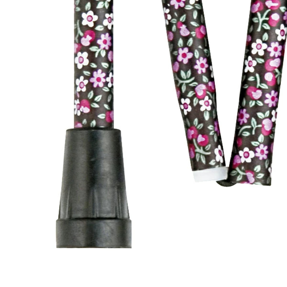 杖 折りたたみ 軽量 女性 おしゃれ ステッキ 花柄 アルミ製 ( つえ ツエ 折り畳み 介護 伸縮 歩行補助 外出 歩行関連用品 福祉 歩行関連 散歩 転倒防止 ) 【ブラック】 ブラック