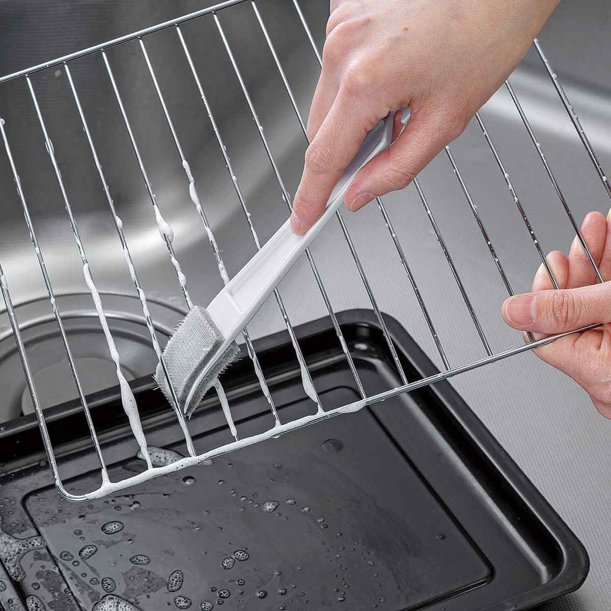 油汚れ コゲ落とし 洗剤用スティック キッチン掃除 レンジ ( ミニブラシ ヘラ付き 掃除用ブラシ 焦げ こびり付き 掃除 フライパン 専用ブラシ 換気扇 すき間掃除 掃除用品 便利グッズ )