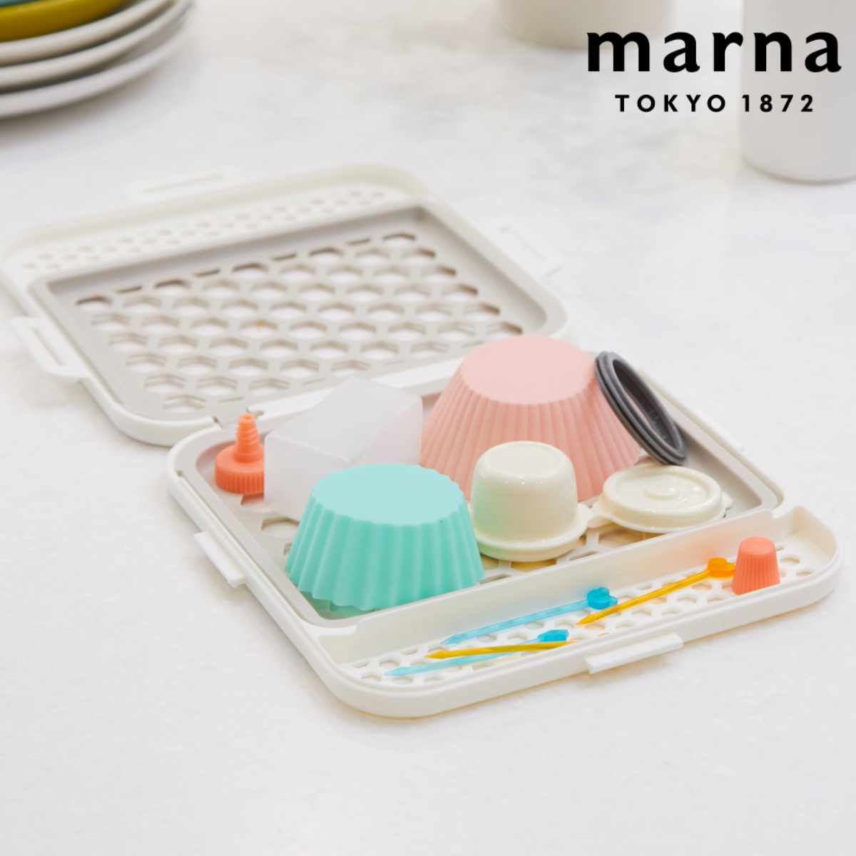 marna マーナ 食洗機用小物ネット K823W ( 食洗機 小物 カゴ ケース ネット お弁当用品 おかずカップ シリコン シリコーン パッキン ピック 仕切り付き キッチン 小物入れ 小物かご 小物ネット バスケット )