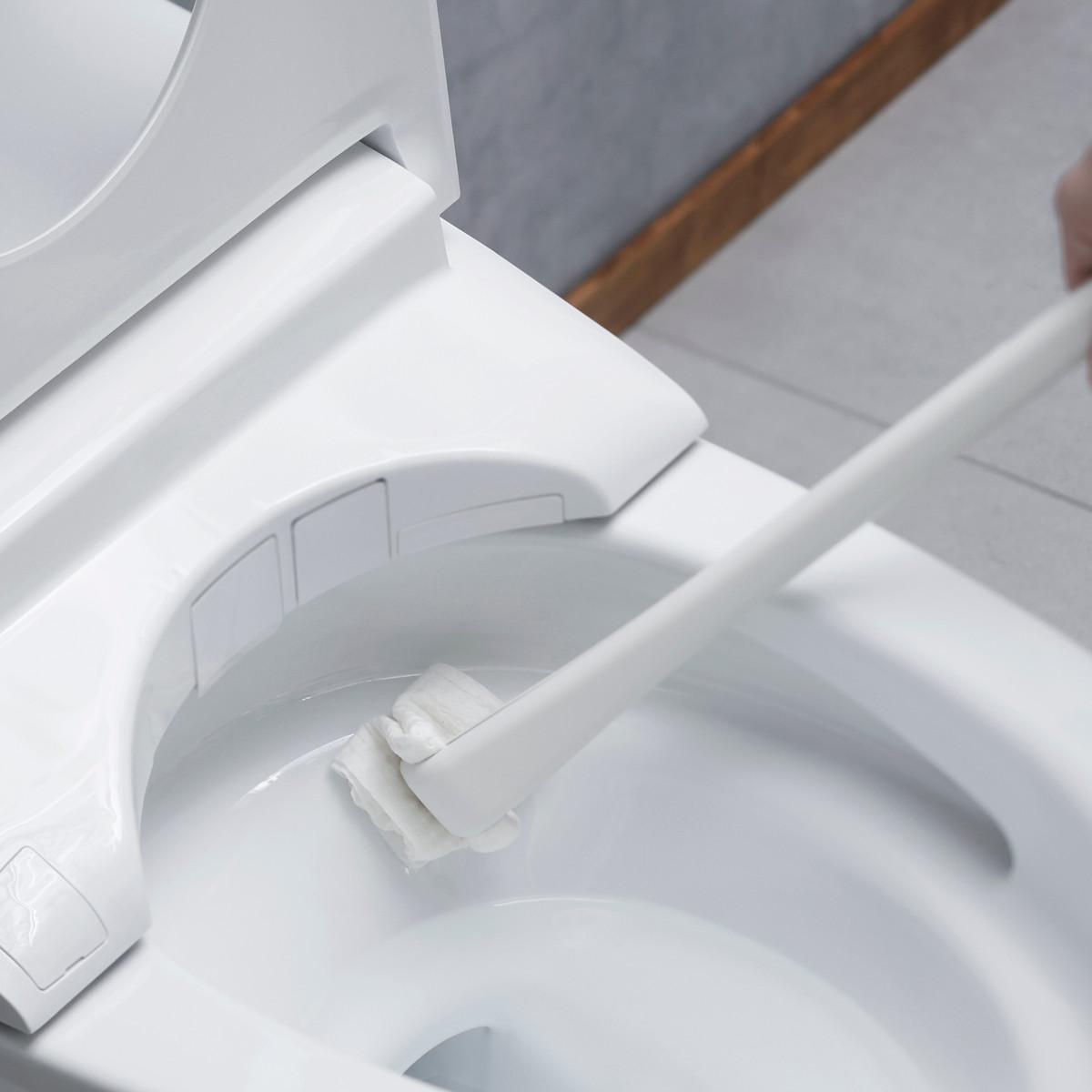 marna マーナ シートを挟むトイレクリーナー・W ( トイレクリーナー 抗菌 トイレ 使い捨てブラシ 流せるトイレブラシ ケース付き コンパクト 柄が長い トイレ用品 ホワイト 白 収納 スタンド 本体 ブラシ入れ 置き型 ワンタッチ )