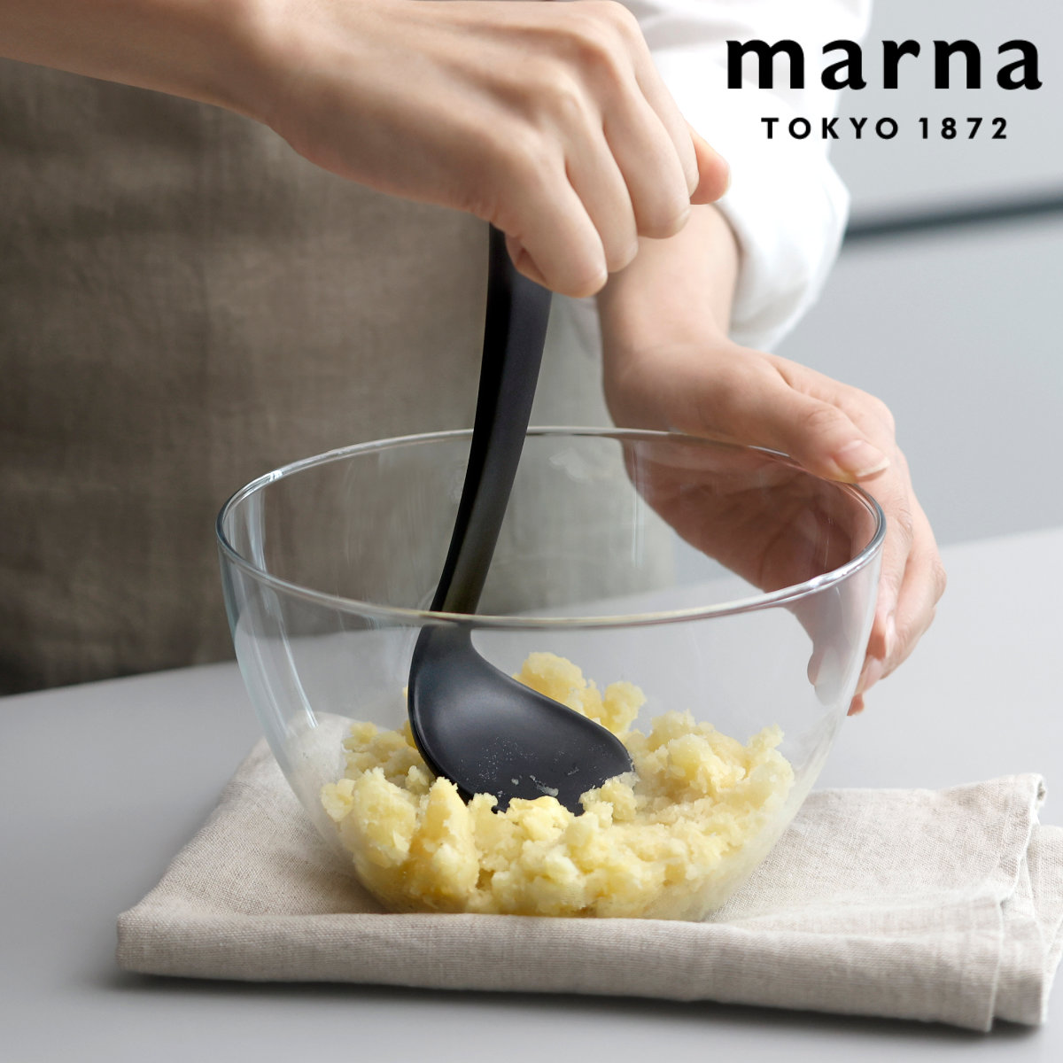 marna マーナ つぶしやすいスプーンマッシャー K829DGY ( マッシャー スプーン つぶしやすい 食洗機対応 スプーンマッシャー 下ごしらえ キッチンツール ゆで卵 離乳食 ポテト ポテトつぶし器 ポテトマッシャー 握りやすい )