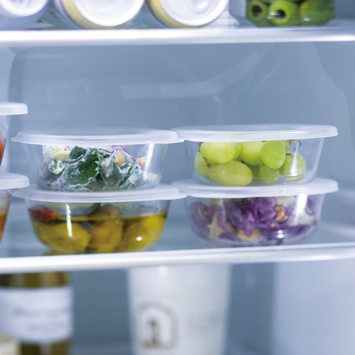 marna マーナ うつわにもなる保存容器 250mL 2個入り K831 ( 密閉 食洗機対応 電子レンジ対応 冷凍 キッチン 積み重ね スタッキング 収納 シンク下 ワンタッチ 保存 容器 軽量 ) 【ダークグレー】 ダークグレー