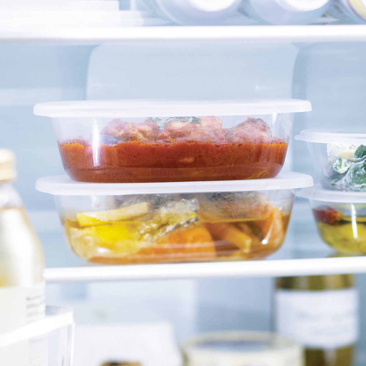 marna マーナ うつわにもなる保存容器 650mL 2個入り K832 ( 密閉 食洗機対応 電子レンジ対応 冷凍 キッチン 積み重ね スタッキング 収納 シンク下 ワンタッチ 保存 容器 軽量 ) 【クリア】 クリア