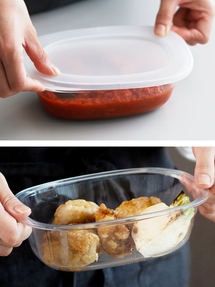 marna マーナ うつわにもなる保存容器 650mL 2個入り K832 ( 密閉 食洗機対応 電子レンジ対応 冷凍 キッチン 積み重ね スタッキング 収納 シンク下 ワンタッチ 保存 容器 軽量 ) 【クリア】 クリア