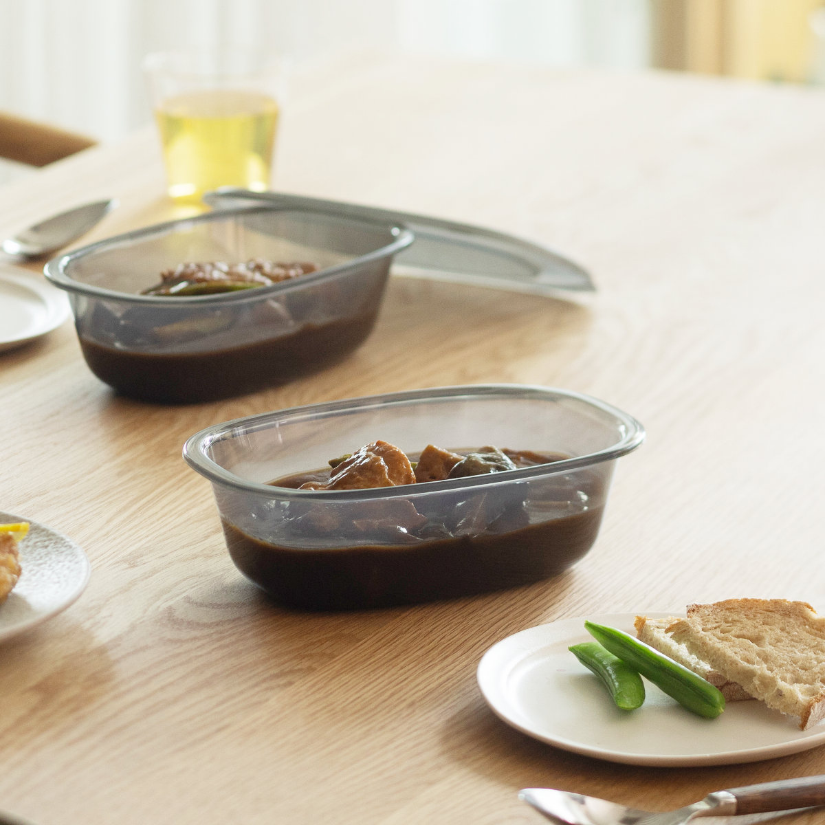 marna マーナ うつわにもなる保存容器 650mL 2個入り K832 ( 密閉 食洗機対応 電子レンジ対応 冷凍 キッチン 積み重ね スタッキング 収納 シンク下 ワンタッチ 保存 容器 軽量 ) 【クリア】 クリア