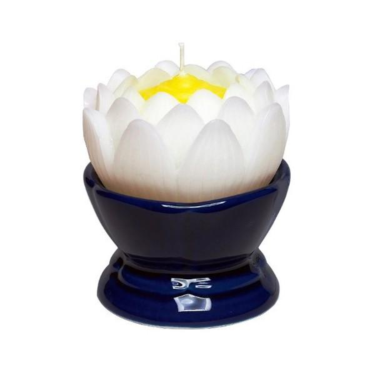 ローソク 蓮の花 大 ホワイト 燭台付 24時間 ( 花 ろうそく お供え ロウソク 蝋燭 ハス 蓮 白 キャンドル 24時間燃焼 長時間 お墓参り お盆 仏壇 仏具 進物 四十九日 49日 初盆 お悔み 命日 通夜 お墓 仏前 御供 帰省 ギフト )