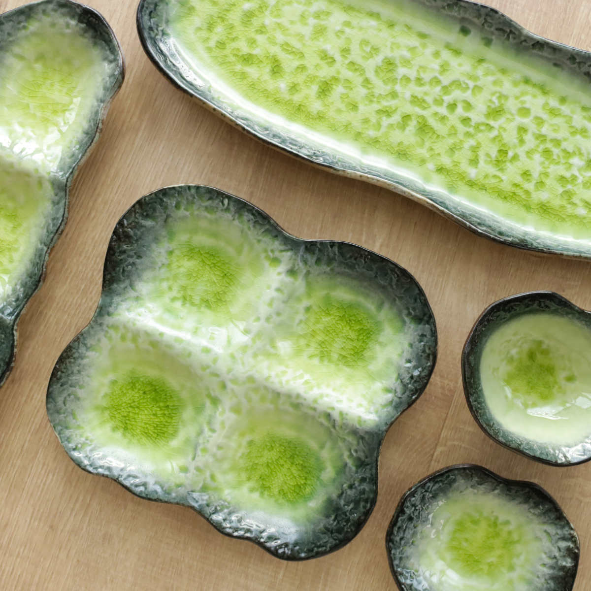 小皿 11cm プレート KANADE 陶器 同色5枚セット ( 電子レンジ対応 皿 お皿 取り皿 和食器 和風 個性的 醤油皿 薬味皿 ソース 醤油 お漬物 副菜 お浸し おしゃれ ) 【青】 青