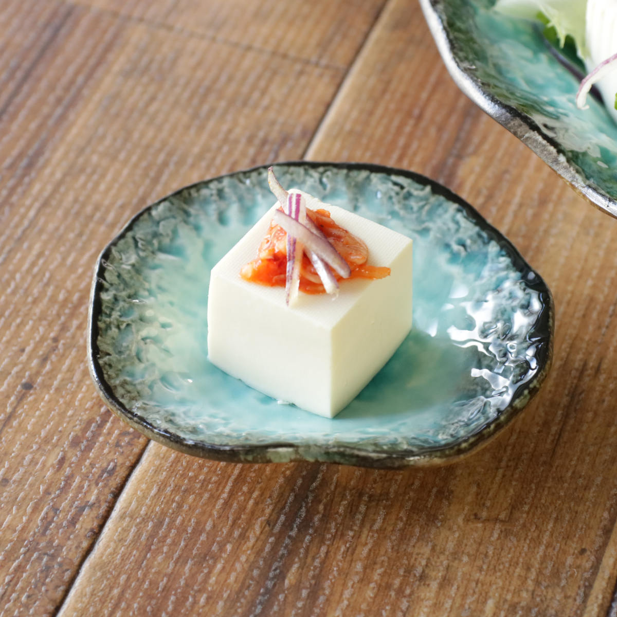 小皿 11cm プレート KANADE 陶器 同色5枚セット ( 電子レンジ対応 皿 お皿 取り皿 和食器 和風 個性的 醤油皿 薬味皿 ソース 醤油 お漬物 副菜 お浸し おしゃれ ) 【青】 青