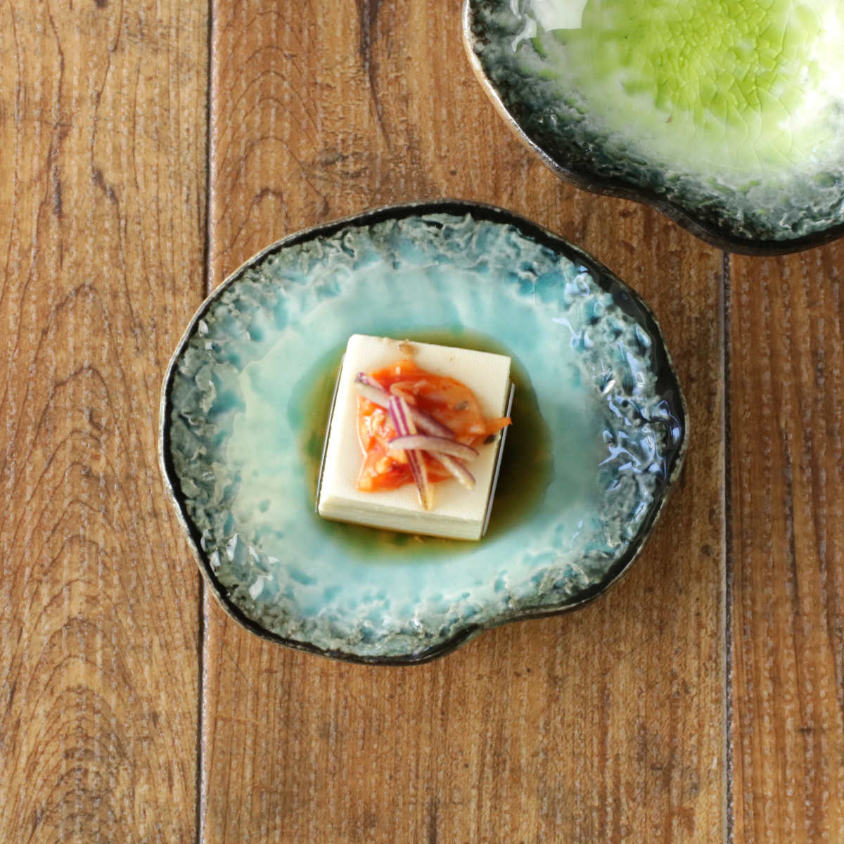 小皿 11cm プレート KANADE 陶器 同色5枚セット ( 電子レンジ対応 皿 お皿 取り皿 和食器 和風 個性的 醤油皿 薬味皿 ソース 醤油 お漬物 副菜 お浸し おしゃれ ) 【青】 青