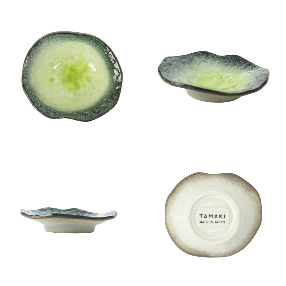 小皿 11cm プレート KANADE 陶器 同色5枚セット ( 電子レンジ対応 皿 お皿 取り皿 和食器 和風 個性的 醤油皿 薬味皿 ソース 醤油 お漬物 副菜 お浸し おしゃれ ) 【青】 青