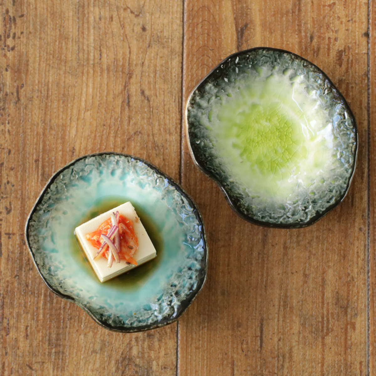 小皿 11cm プレート KANADE 陶器 同色5枚セット ( 電子レンジ対応 皿 お皿 取り皿 和食器 和風 個性的 醤油皿 薬味皿 ソース 醤油 お漬物 副菜 お浸し おしゃれ ) 【青】 青