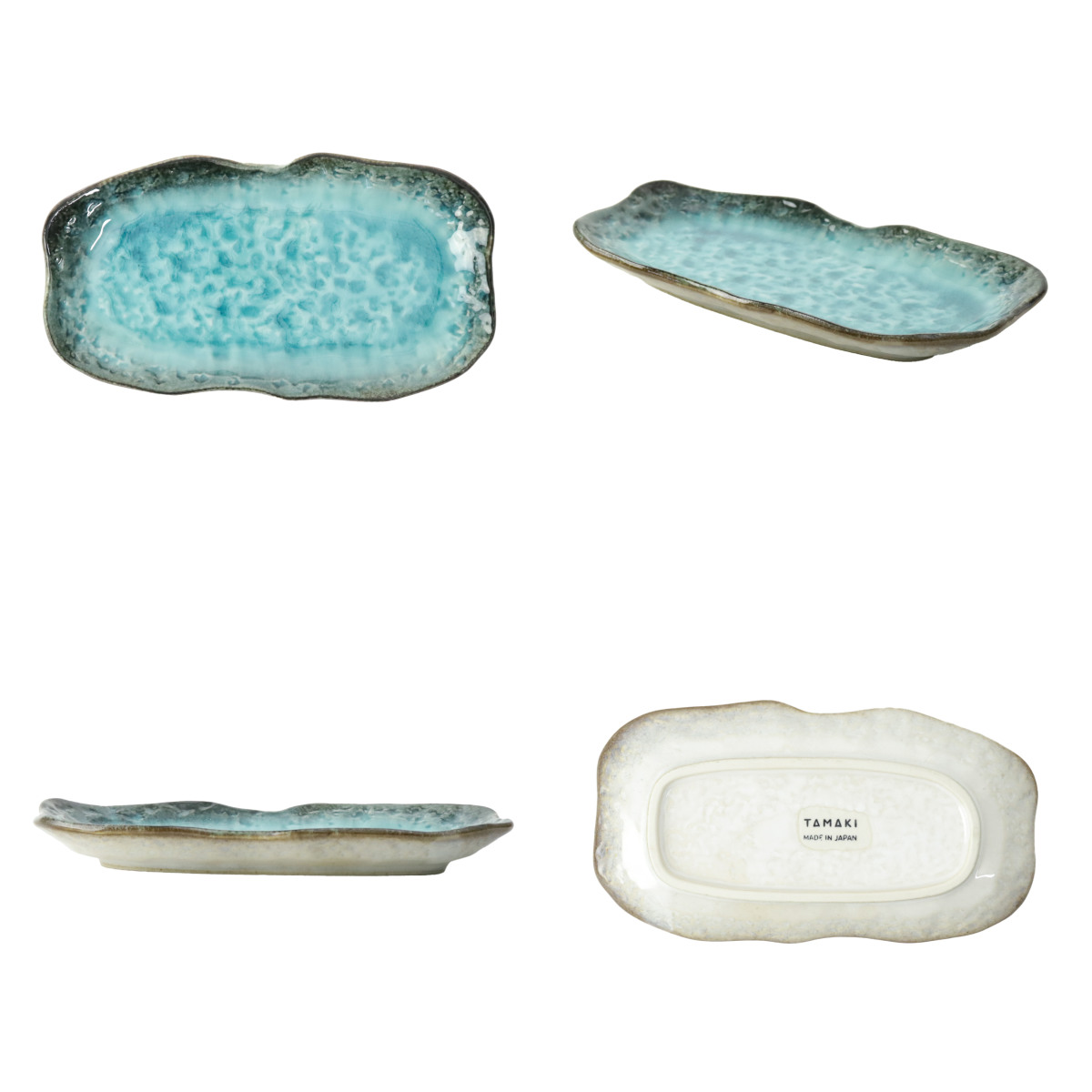 長角皿 23.5cm 長角プレート KANADE 陶器 ( 電子レンジ対応 長皿 焼物皿 皿 お皿 和食器 焼き魚 サンマ 前菜 オードブル 盛り合わせ 寿司 刺身 串皿 焼き鳥 モダン おしゃれ ) 【青】 青