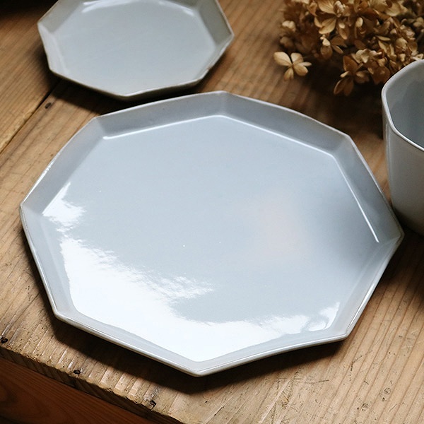 プレート 22cm 洋食器 アミューズ 陶器 食器 笠間焼 日本製 （ 皿 お皿 八角形 メインプレート ワンプレート 器 和食器 中皿 大皿 おしゃ