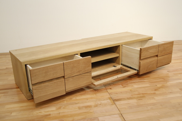 テレビ台 ローボード モダンデザイン 天然木無垢材 BLOCK 幅150cm ホワイトオーク ( 開梱設置 テレビラック TV台 TVボード リビング収納 TVラック 収納 ラック リビングボード 木目 オーク 木製 フラップ扉 ガラス おしゃれ )